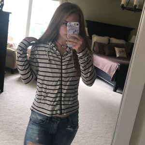 striped zip up long sleeve